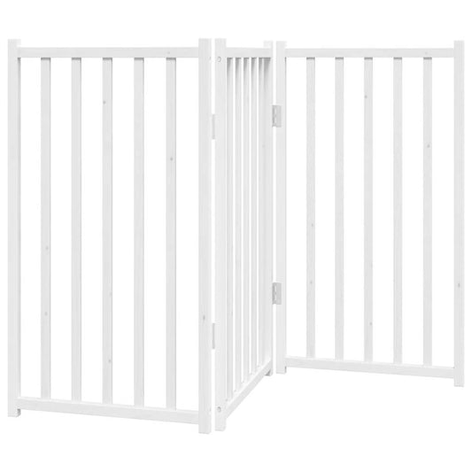 Vidaxl Puerta De Perros Plegable 3 Paneles Madera Abeto Blanco 150 Cm_0