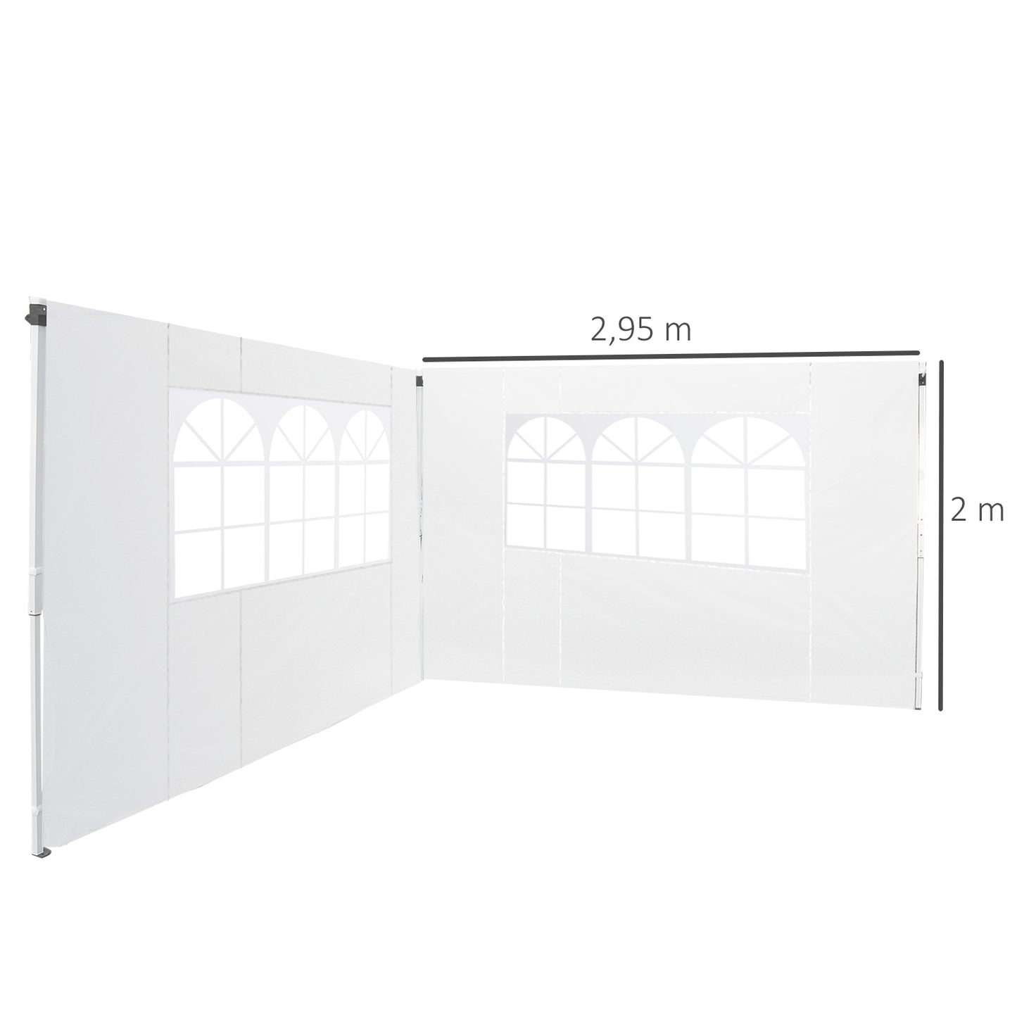 Outsunny 2 Paredes Laterales 2,95x2m Con Ventanas Para Carpa 3x3 3x6 3x9 Blanco_2