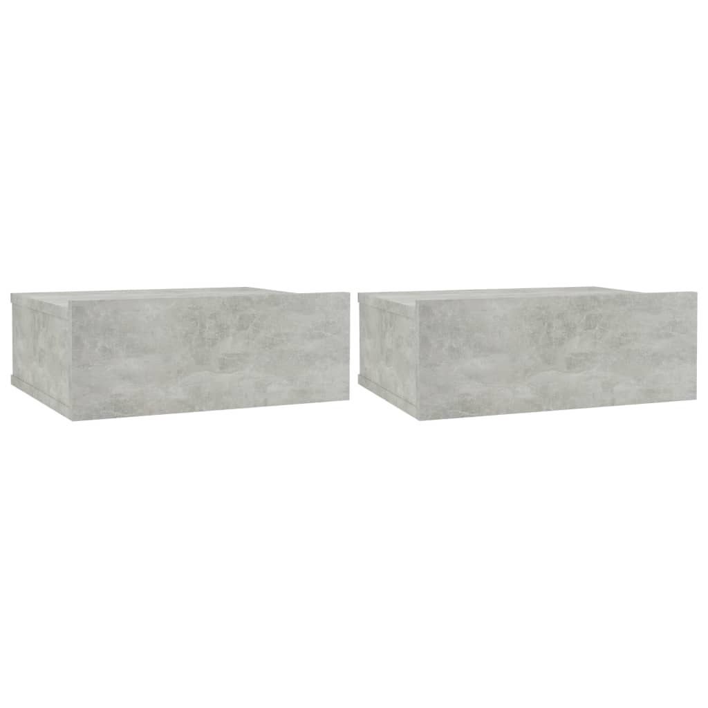 Mesitas De Noche Flotantes 2 Ud Madera Ingeniería Gris Hormigón_0