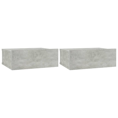 Mesitas De Noche Flotantes 2 Ud Madera Ingeniería Gris Hormigón_0