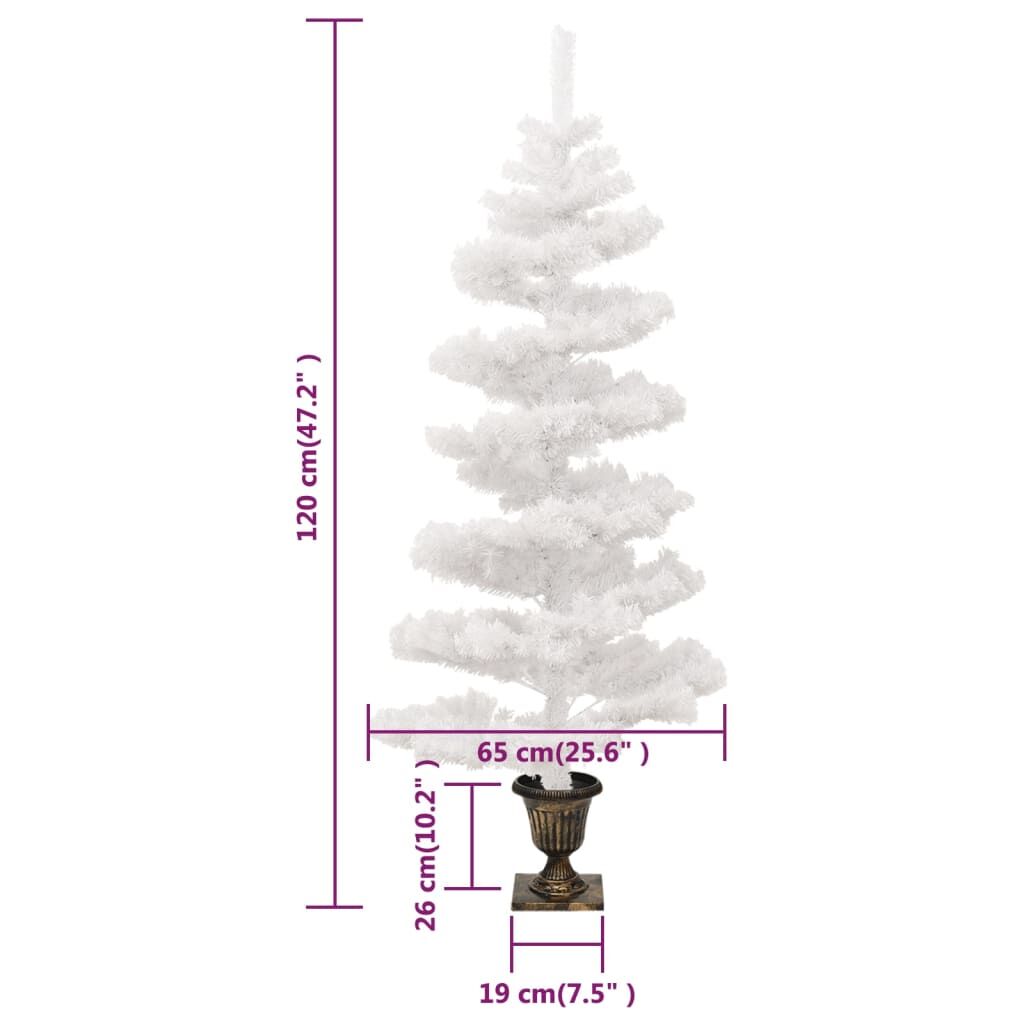 Vidaxl Árbol De Navidad En Espiral Con Luces Y Macetero Blanco 120 Cm_2