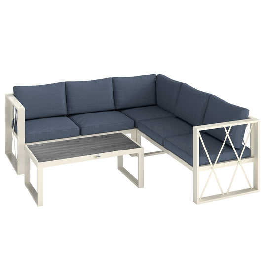 Outsunny Conjunto De Jardín Exterior De 4 Piezas En Forma De L Beige Y Gris_0