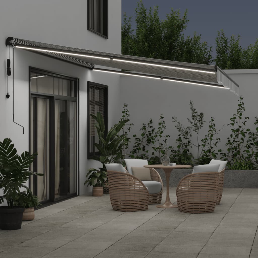 Toldo Retráctil Automático Luz Led Antracita Blanco 500x350 Cm_2