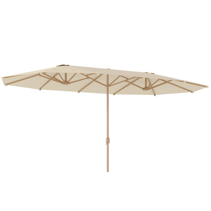 Outsunny Sombrilla Doble 4,6x2,7 M Con Manivela Resistente Al Agua Crema_0