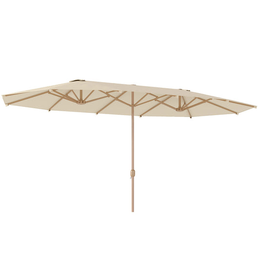 Outsunny Sombrilla Doble 4,6x2,7 M Con Manivela Resistente Al Agua Crema_0