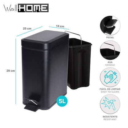Cubo Con Pedal 5l Metal Negro_1