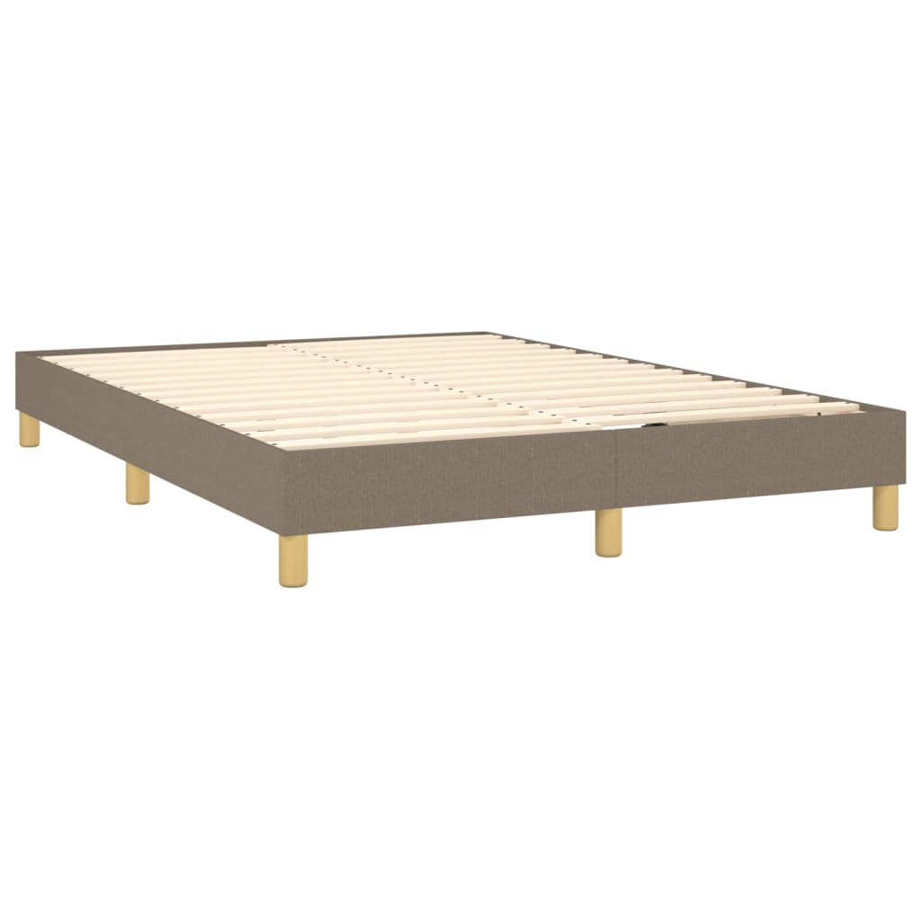 Cama Box Spring Colchón Y Luces Led Tela Gris Taupe 140x190 Cm / Vetonek_1