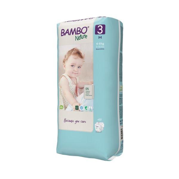 Pañal T3 midi (4-8Kg)  Bambo Nature 52 uds