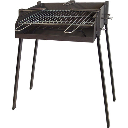 Barbacoa Cuadrada con Soporte para Paellas y Parrilla Cincada Imex el zorro 50x40x75