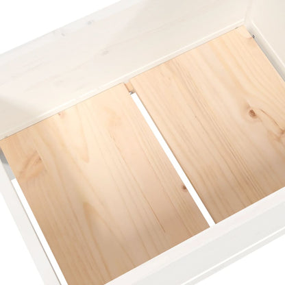 Jardinera De Madera De Pino Maciza Blanca 178,5x44x75 Cm_5
