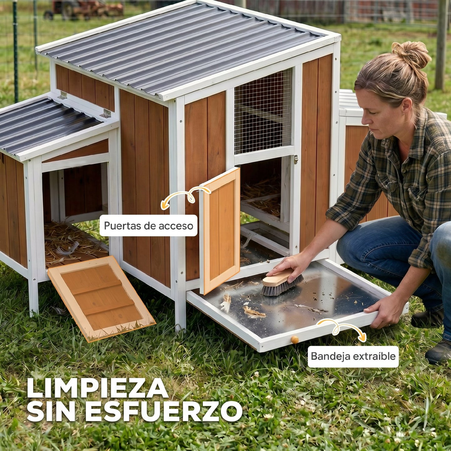 Pawhut Gallinero Para Exterior De Madera 145x90x92 Cm Para 2-4 Gallinas Marrón_5