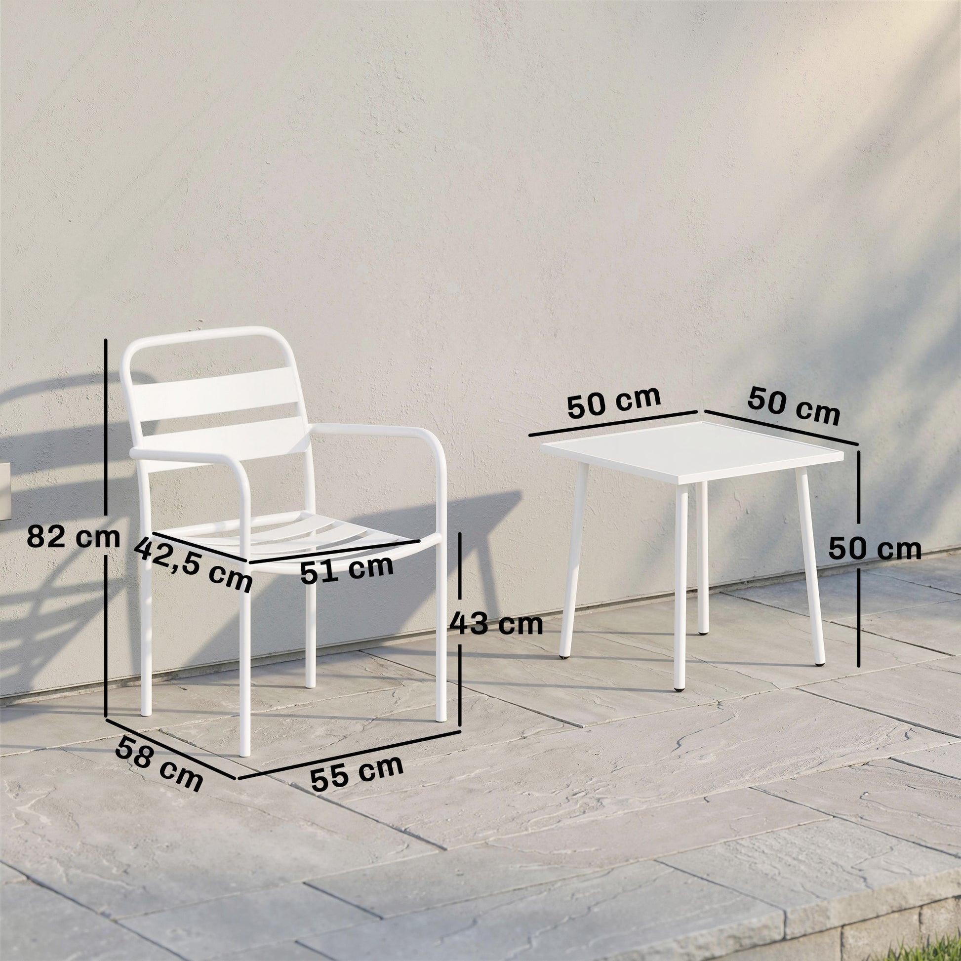 Outsunny Conjunto De Jardín Exterior De 3 Piezas De Acero Galvanizado Blanco_2
