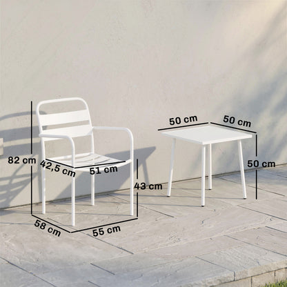 Outsunny Conjunto De Jardín Exterior De 3 Piezas De Acero Galvanizado Blanco_2