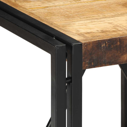 Mesa De Centro 40x40x35 Cm Madera Maciza De Mango Rugoso_3