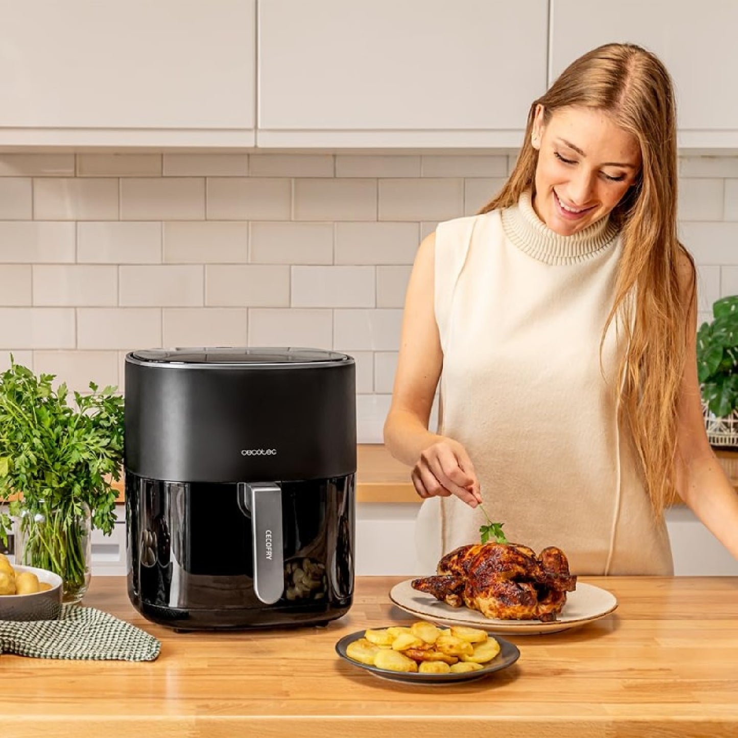 Freidora De Aire Sin Aceite De 6,5l Cecofry Fantastik 6500,1700w,tecnología Perfectcook,12 Modos De Cocinado,táctil, Regulable 80-200grados C,cocina_3