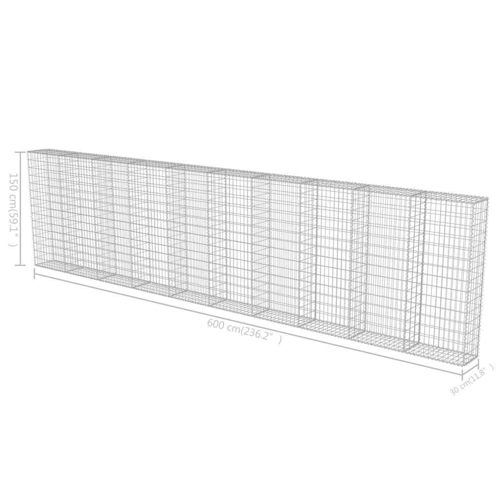 Muro De Gaviones Con Cubiertas Acero Galvanizado 600x30x150 Cm / Vetonek_5