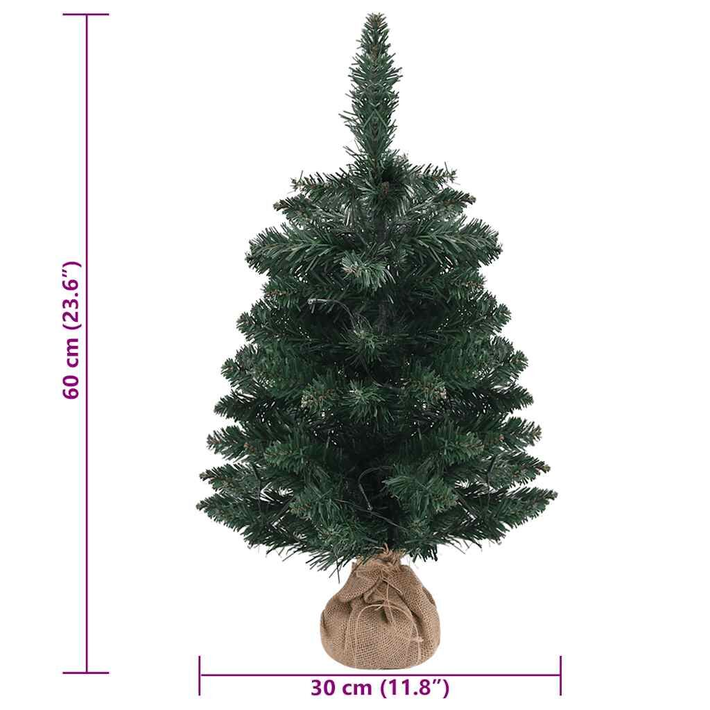 Vidaxl Árbol De Navidad Preiluminado Con Luces Y Soporte Verde 60 Cm_2