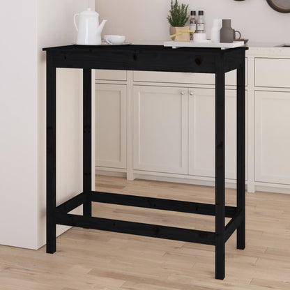 Mesa Alta De Bar Madera Maciza De Pino Negro 100x50x110 Cm_4
