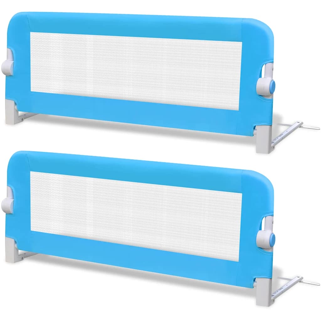 Barandilla De Seguridad Cama De Niño 2 Uds Azul 102x42 Cm_0