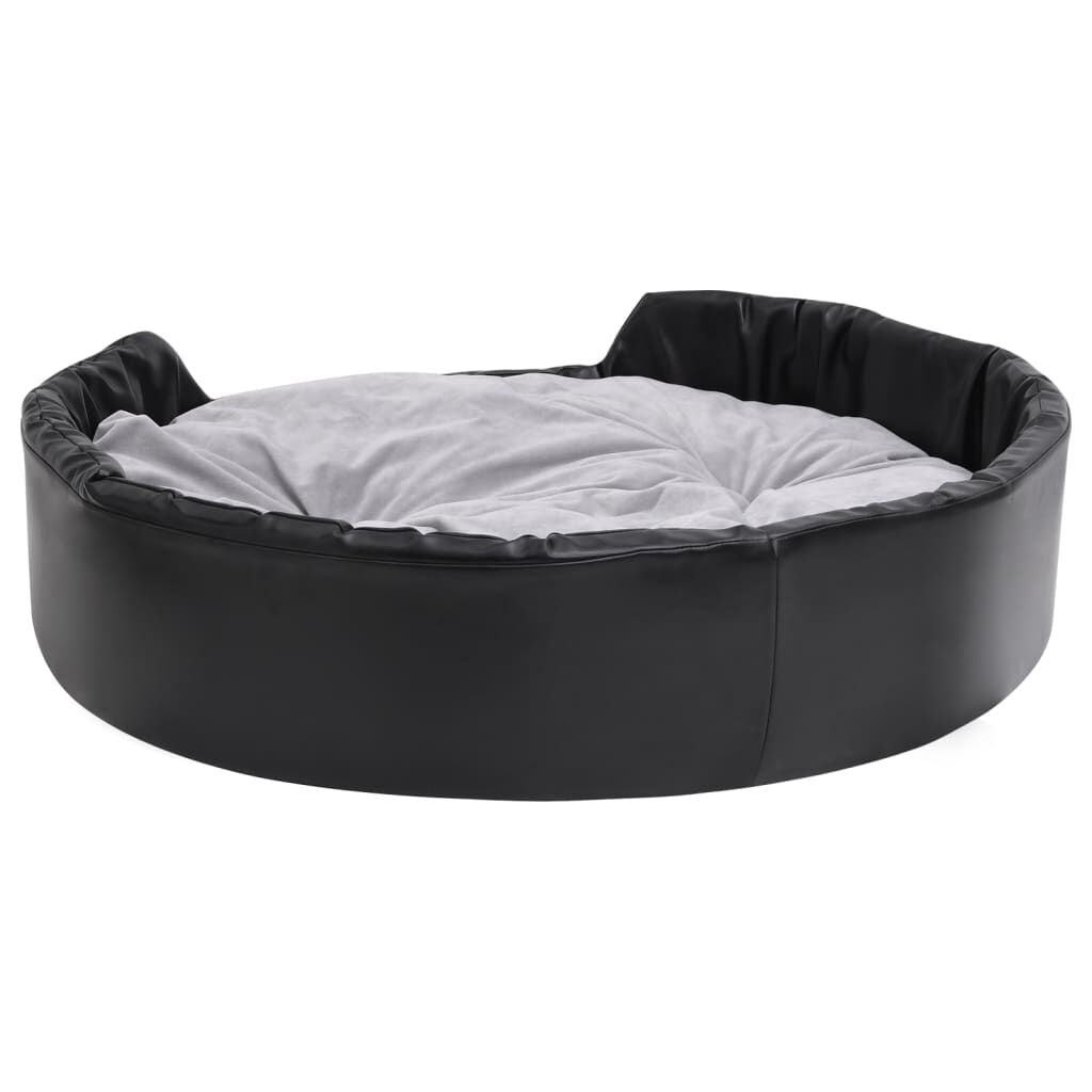 Vidaxl Cama Para Perros Felpa Y Cuero Sintético Negro Gris 99x89x21 Cm_3