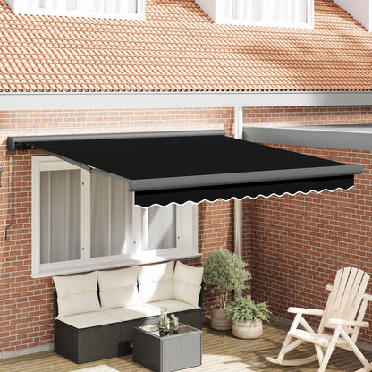 Toldo Retráctil Negro 350 X 250 Cm Lona Y Aluminio_1