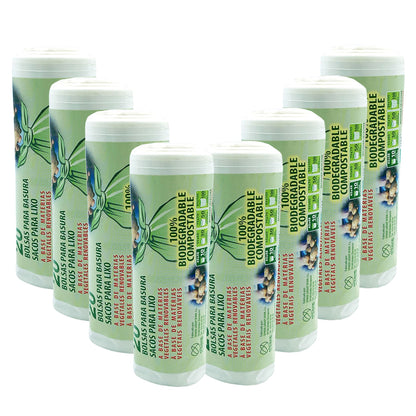 8 Rollos De 20 Bolsas De Basura Biodegradable Y Compostable 10 L_0