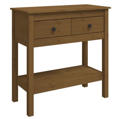 Mesa Consola De Madera Maciza De Pino Marrón Miel 75x35x75 Cm_0