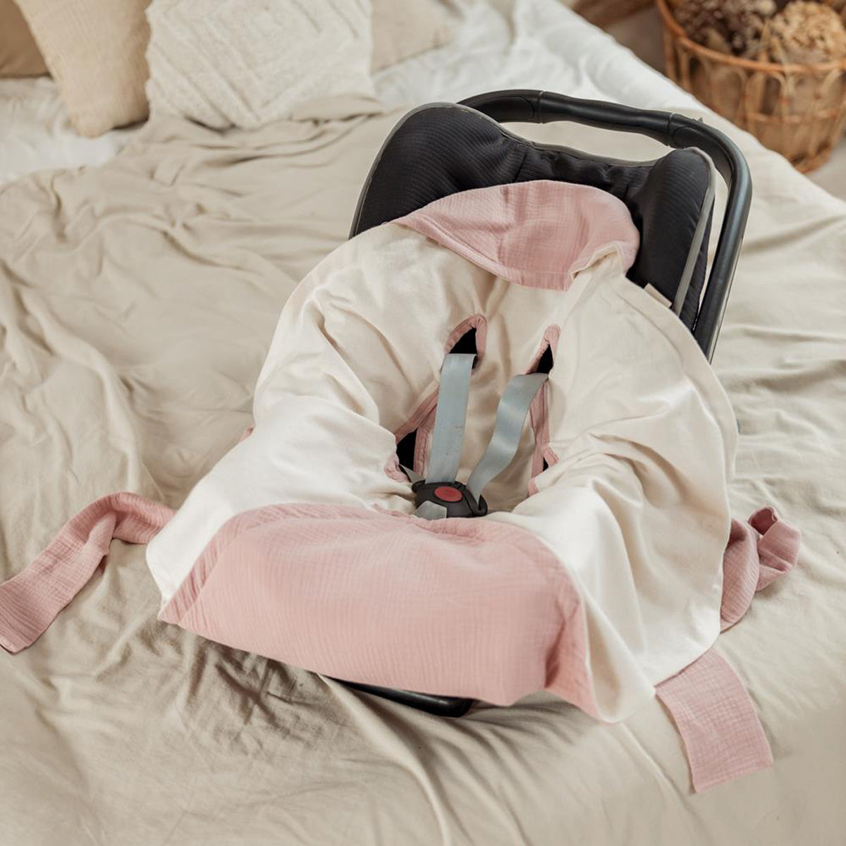 Saco Entretiempo Para Portabebé De Algodón 115x90 Cm Rosa Muslin Baby_5