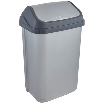 Pack De 3 Cubos De Basura Con Tapa Deslizante Swantje 10/25/50 Litros En Color Plateado_1