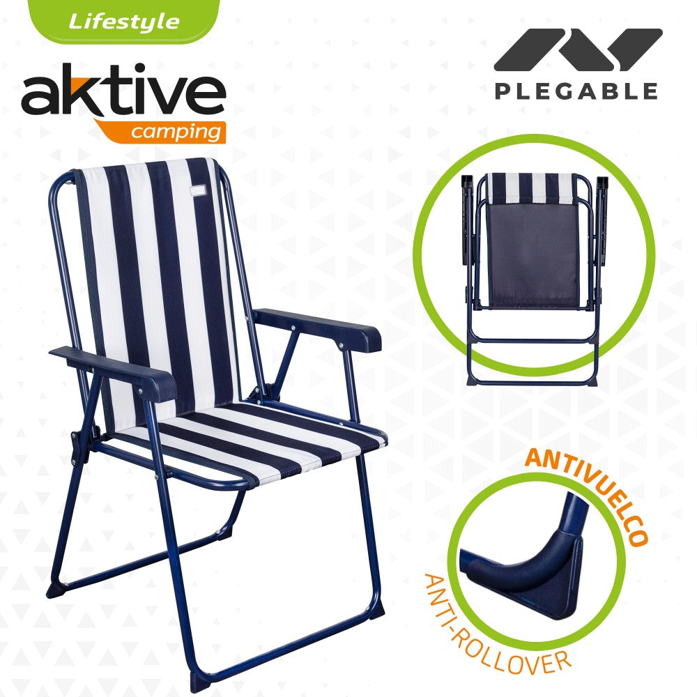 Silla Plegable Fija Rayas Marineras Aktive Garden_2