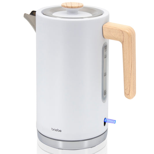 Briebe Nordic Hervidor Agua Eléctrico 1,7l Inalámbrico Ebullición Rápida, Libre De Bpa, Base De 360°, Kt1165wht, Blanco_0
