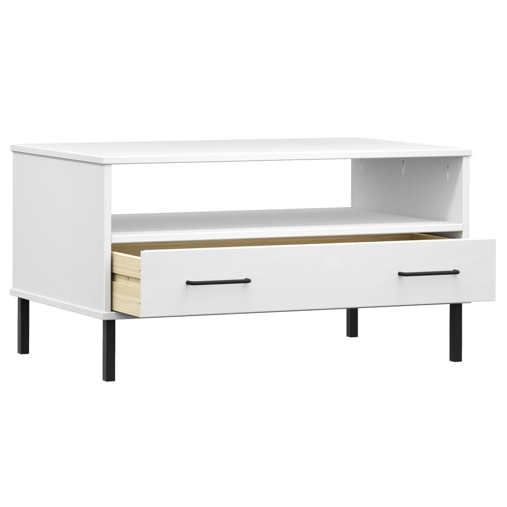 Mesa De Centro Patas Metal Oslo Madera Maciza Blanco 85x50x45cm_3