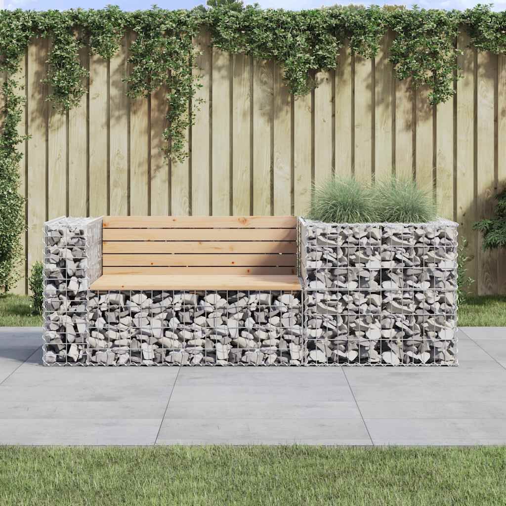 Vidaxl Banco De Jardín Con Cesta De Gaviones Madera Maciza De Pino_1