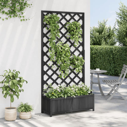 Jardinera Con Enrejado Negro 90x35x180 Cm Madera Maciza De Abeto_2