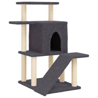 Vidaxl Rascador Para Gatos Con Postes De Sisal Gris Oscuro 97 Cm_0