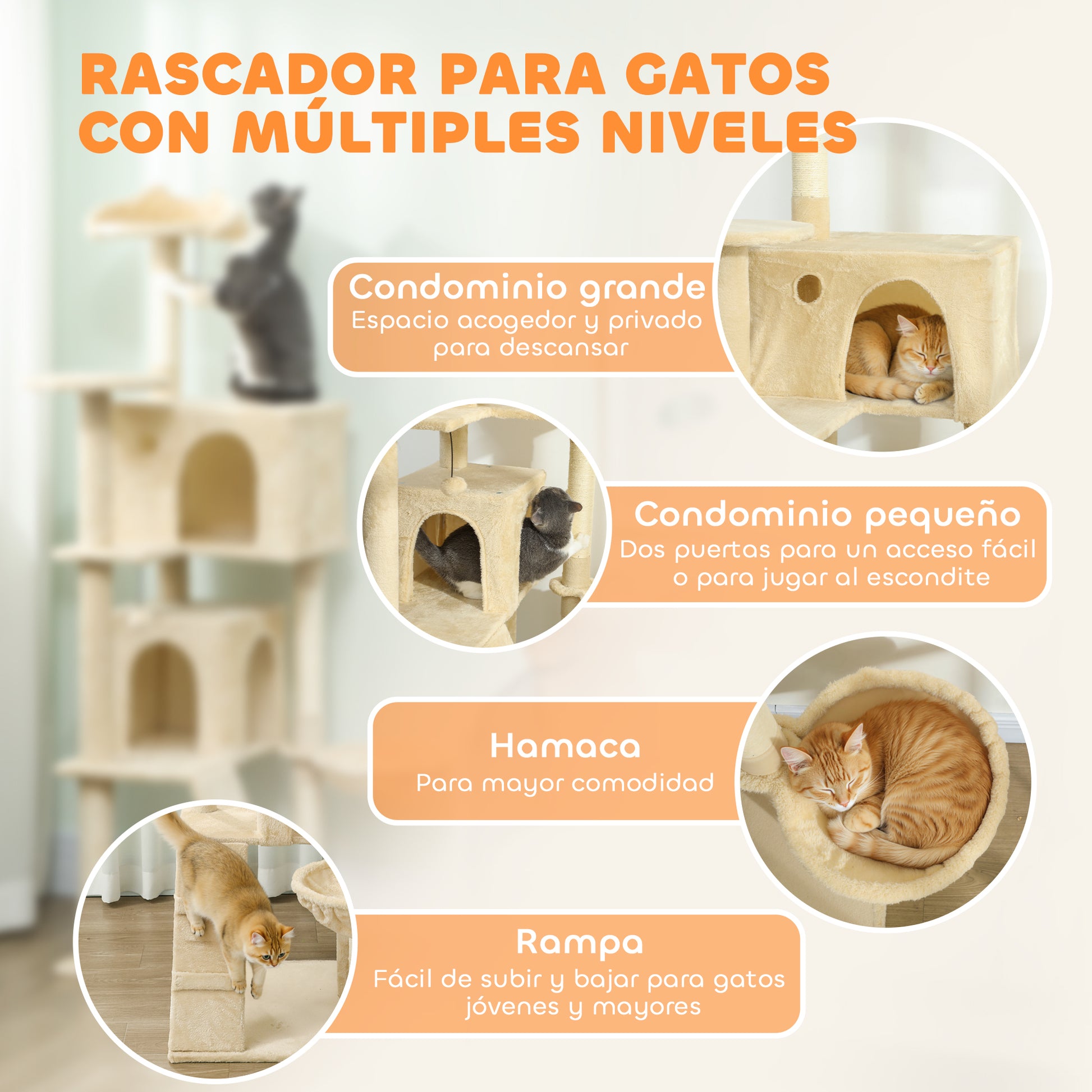 Pawhut Árbol Rascador Para Gatos_3