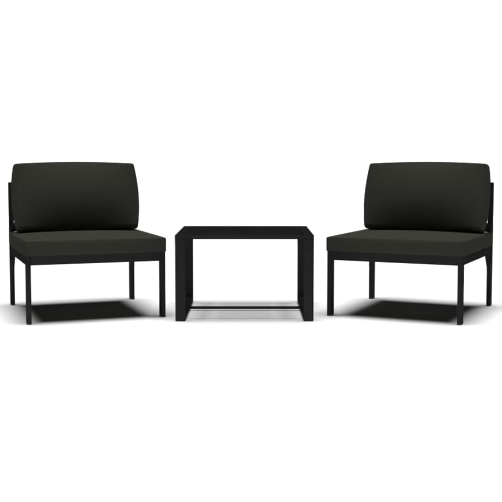 Conjunto De Sofás De Aluminio Negro Con Cojines Acolchados Y Mesa De Centro / Vetonek_2