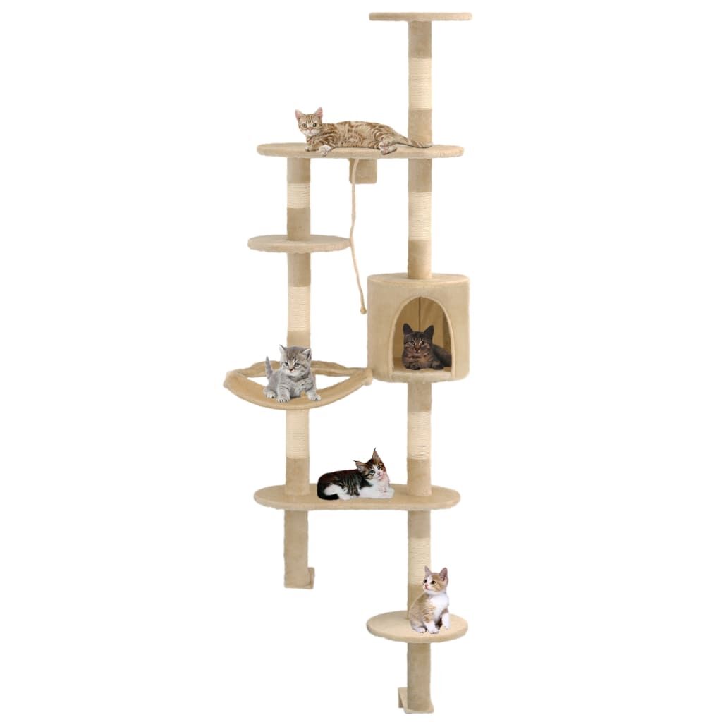Vidaxl Rascador De Gatos De Pared Con Poste De Sisal 194 Cm Beige_1