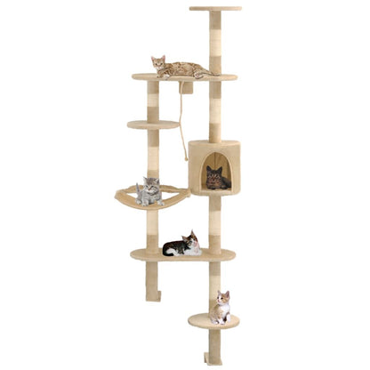 Vidaxl Rascador De Gatos De Pared Con Poste De Sisal 194 Cm Beige_1