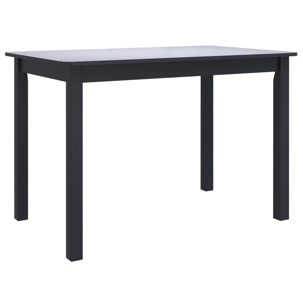 Mesa De Comedor De Madera Maciza De Caucho Negro 114x71x75 Cm_0