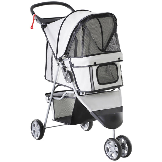 Pawhut Carrito Para Perros Plegable Con Cesta De Almacenaje 75x45x97 Cm Gris_0