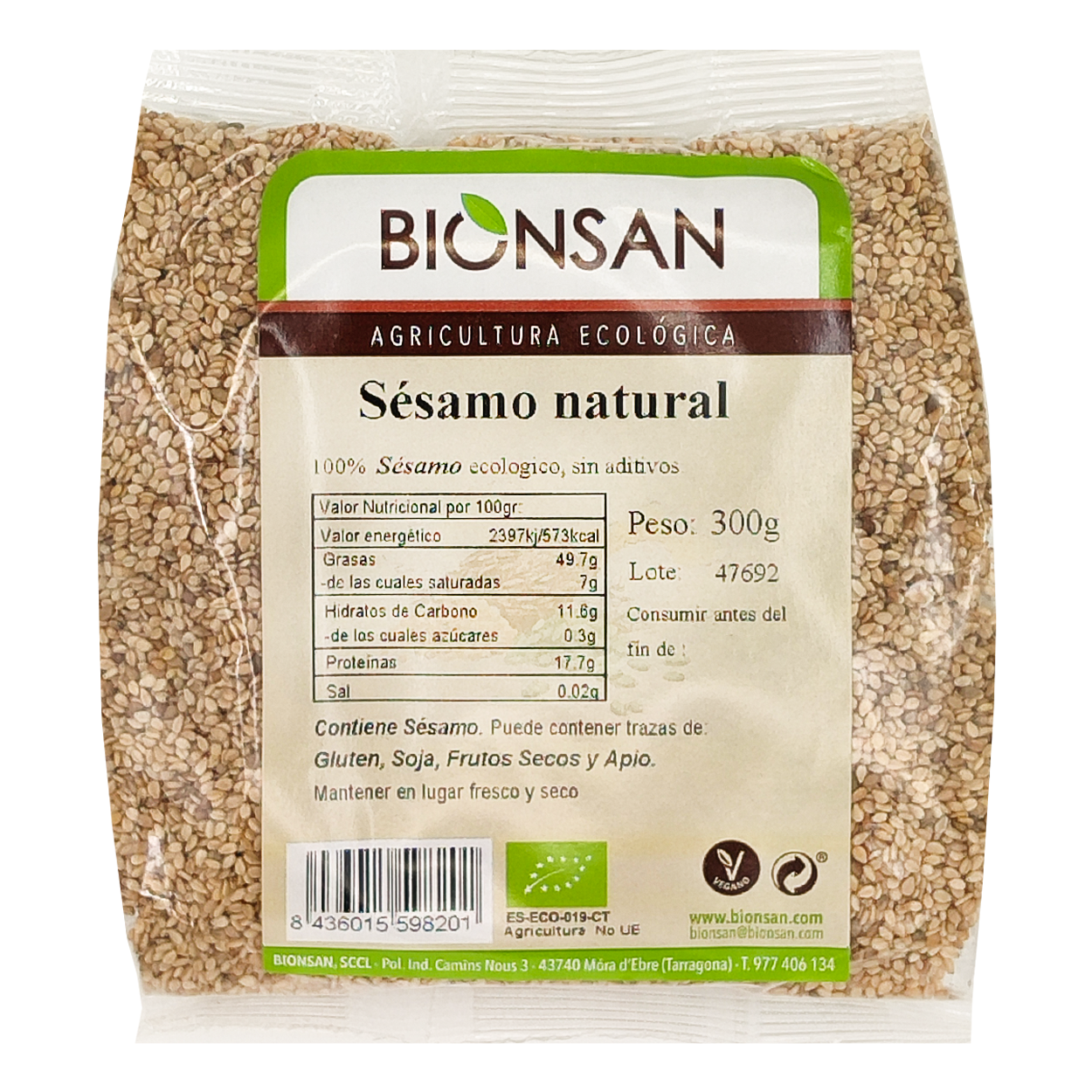 Certificación Ecológica Sésamo Natural Eco Bionsan 300gr_0