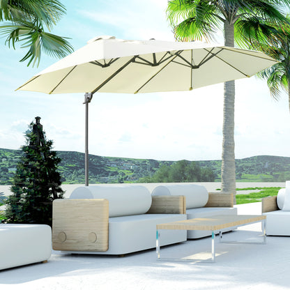 Outsunny Parasol De Jardín Doble Con Manivela 270x445x260 Cm Beige Y Negro_1