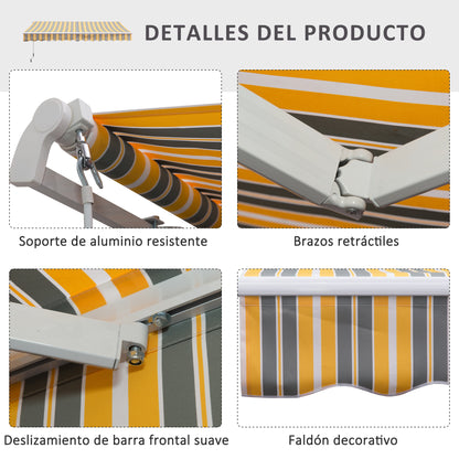 Outsunny Toldo Manual Plegable De Aluminio Toldo Balcón Patio Terraza Manivela_5