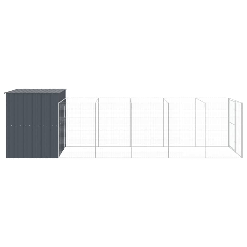Vidaxl Caseta Perros Con Corral Acero Galvanizado Gris 214x661x181 Cm_3