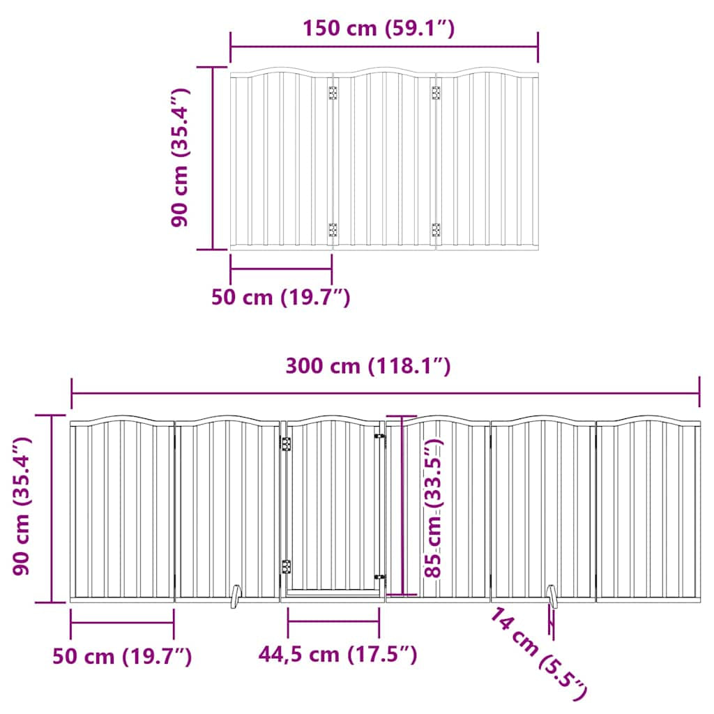 Vidaxl Puerta Para Perros Plegable 12 Paneles Madera De Álamo 600 Cm_2