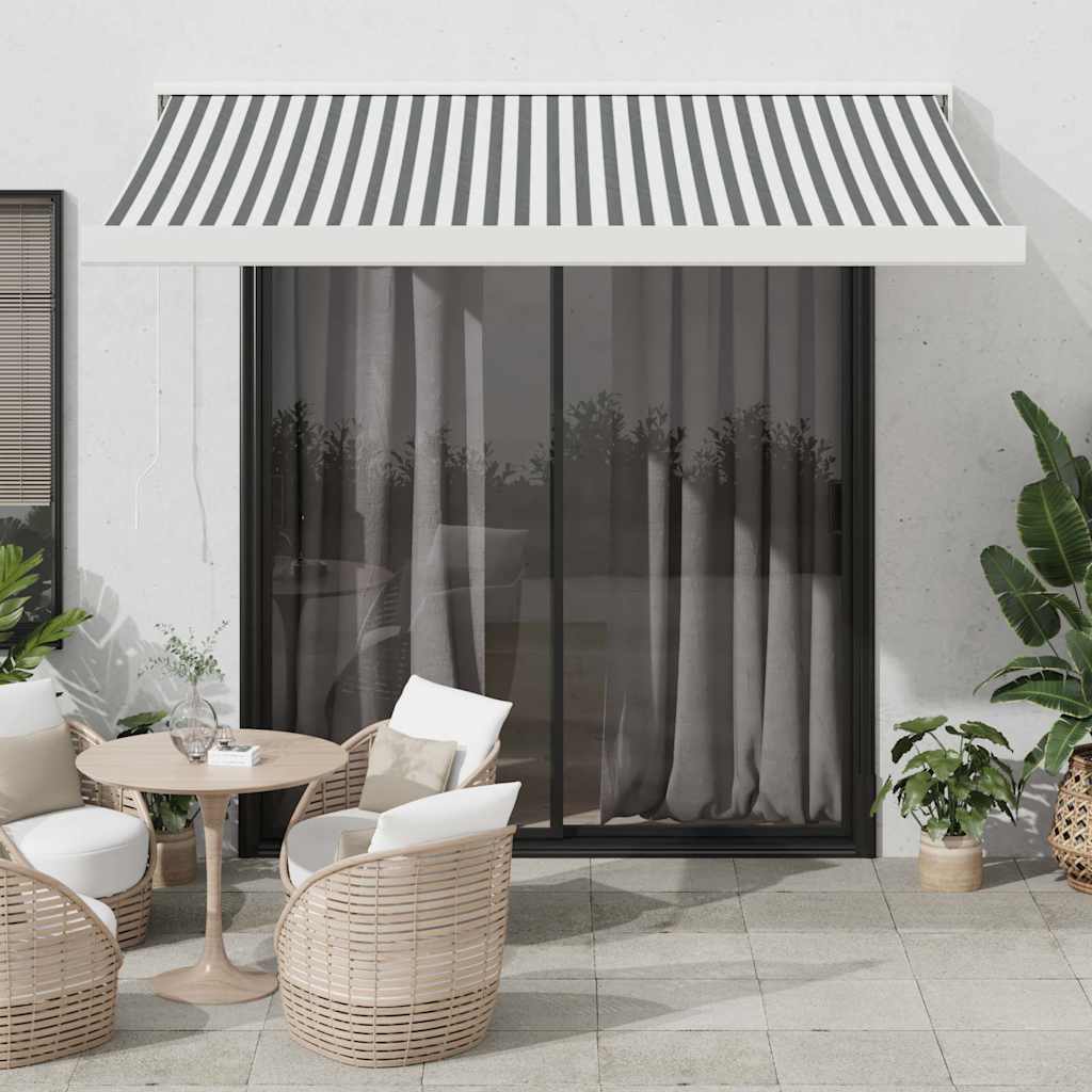 Toldo Retráctil Aluminio Y Tela Antracita Y Blanco 3,5x2,5 M_1