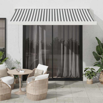 Toldo Retráctil Aluminio Y Tela Antracita Y Blanco 3,5x2,5 M_1