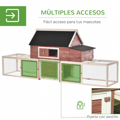 Pawhut Gallinero Exterior De Madera Con 2 Recintos Para Correr Caja Nido_5