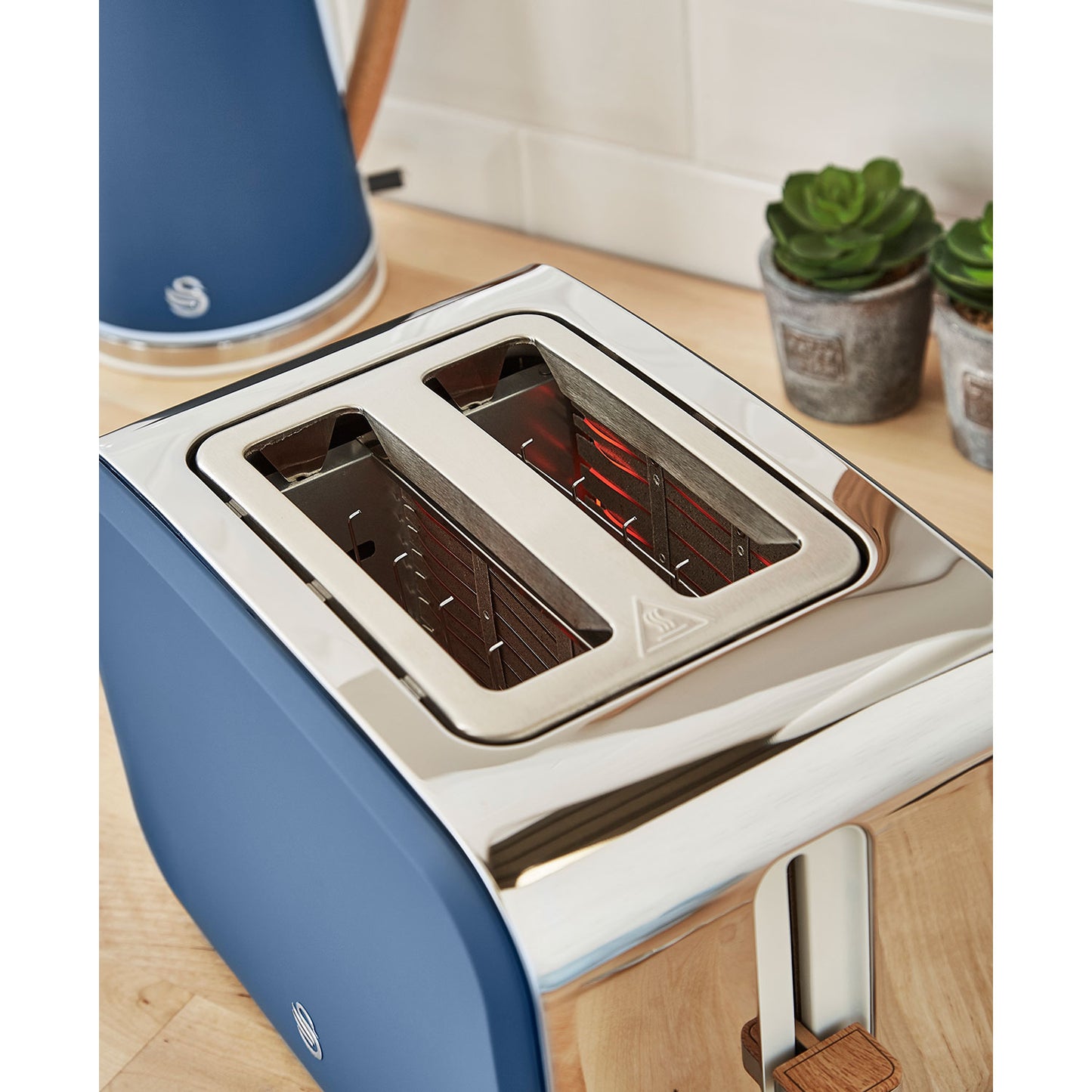 Swan Nordic Tostadora Pan Ranura Ancha 2 Rebanadas, 3 Funciones, 6 Niveles, Diseño Moderno, St14610bluneu, Azul 900w_2
